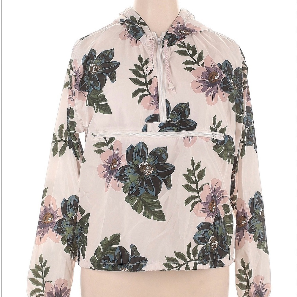 NWT Thread Supply Womens Floral Purple Half Zip Hooded Pullover Jacket Size M - Picture 2 of 10